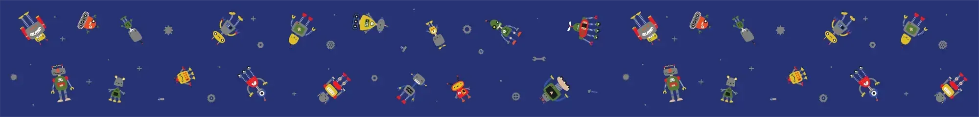 Happy Bots (Dark Blue) — full pattern