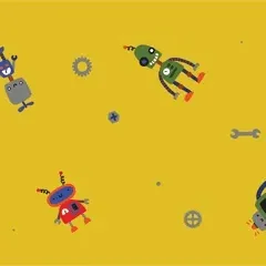 Happy Bots (Yellow) — ColorPlay turf pattern