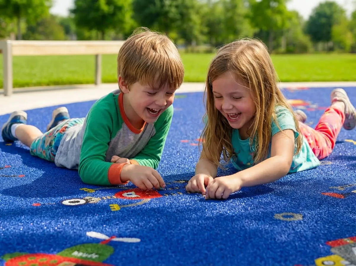 Happy Bots (Dark Blue) — installed in a play area