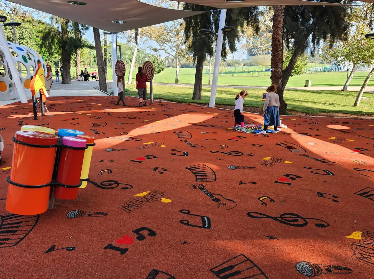 Melody Mix (Red Clay) — installed in a play area