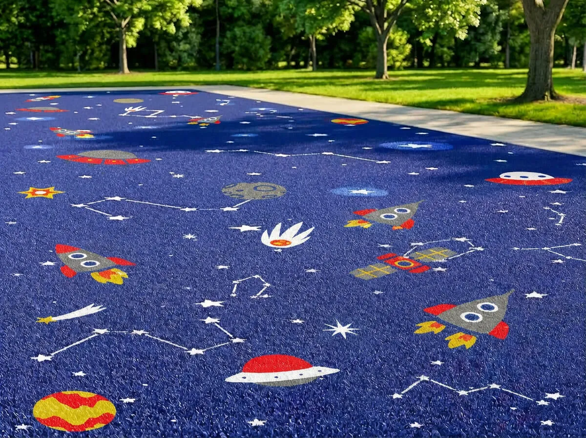 ColorPlay Rocket Friends pattern installed in a play area